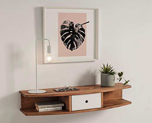HOGAR24 ES BALDER-Mueble recibidor Consola Madera Maciza Natural Encerado Cajón Blanco HOGAR24 ES BALDER-Mueble recibidor Consola Madera Maciza Natural Encerado Cajón Blanco