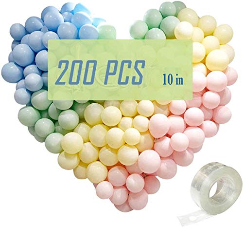 HomeMall 200 globos de colores de 25,4 cm, para fiestas, color pastel, de látex, para fiestas, bodas, Navidad, cumpleaños, decoración