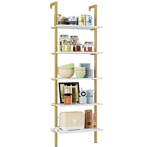 Homfa Estantería Escalera Estantería Multiusos Estantería Almacenaje Metálica y Madera para Salón Baño Terraza Blanco y Dorado Homfa Estantería Escalera Estantería Multiusos Estantería Almacenaje Metálica y Madera para Salón Baño Terraza Blanco y Dorado
