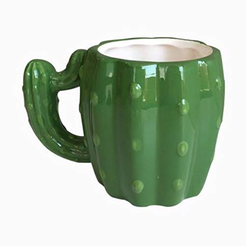 HRDZ Verde Cactus Mango Taza de cerámica 3D Taza de Agua Personalidad Taza de Leche   Mango Completo 300ml