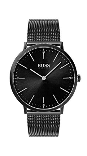 Hugo BOSS 1513542 - Reloj Analógico para Hombre, Mecanismo de Cuarzo, Pulsera en Malla, Acero Inoxidable, Negro