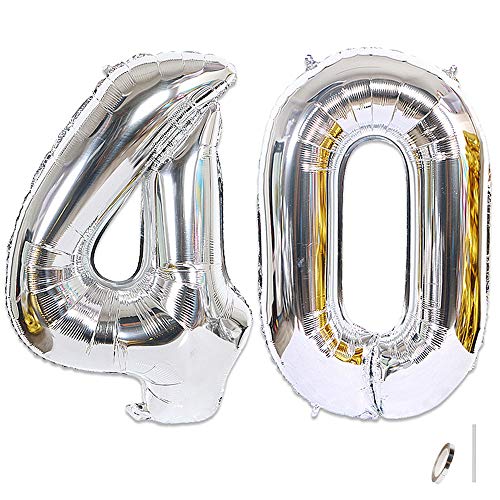 Huture 2 Globos Número 40 Figuras Globo Inflable de Helio Globos Grandes de Aluminio Mylar Globos de Plata Gigantes Número Globos 40 Pulgadas para Fiesta de Cumpleaños decoración graduación XXL 100cm Huture 2 Globos Número 40 Figuras Globo Inflable de Helio Globos Grandes de Aluminio Mylar Globos de Plata Gigantes Número Globos 40 Pulgadas para Fiesta de Cumpleaños decoración graduación XXL 100cm
