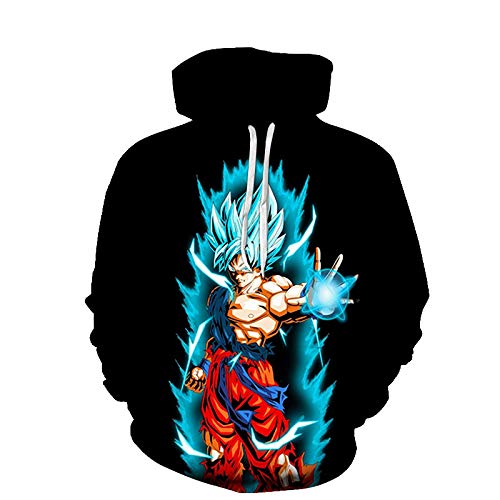 HXPainting Sudadera con Capucha Impresa en 3D Dragon Ball Super Saiyan Goku para Hombre Cuello Redondo de Manga Larga Sweatshirts Hoodie,D,M