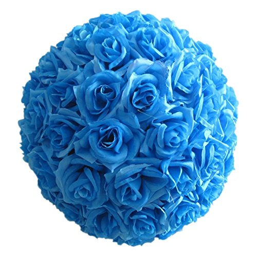 infashionport - Bola de flores artificiales de seda para boda, 8 pulgadas, decoración de centro de mesa, color azul claro