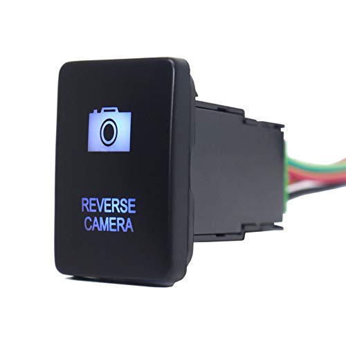 Interruptor de botón Push ON-Off ON-Off Laser 12V 3A Luces Azules para Toyota HILUX 2015 / Prado 150 Series 2010-2014 RAV4 con Cable de Conector (Color : Reverse Camera)