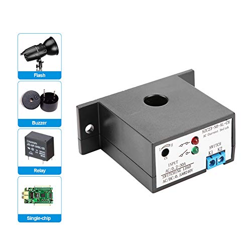 Interruptor de Corriente AC 0.2-30A 240V,Interruptor Sensor de Detección de Corriente Normalmente Abierto con Indicador Led,Para Flash, Zumbador, Relé, Chip único