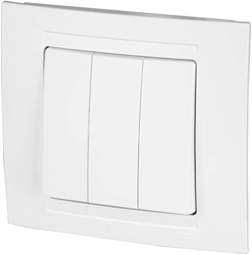 Interruptor triple de serie todo en uno, marco + montaje empotrado + cubierta (Serie M1), color blanco