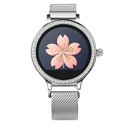 IP68 Fitness Tracker Watch – Smart Watch Bluetooth Podómetro Contador de Pasos Pulsera Inteligente Relojes para Mujeres Llamada SMS Push Android iOS (Plata)