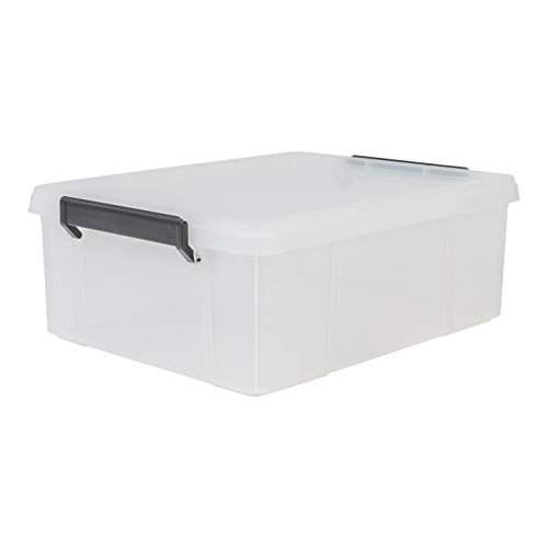 Iris Ohyama, caja apilable de almacenamiento con tapa - Multi Box - MBX-18, plástico, transparente, 18 L, 45,3 x 34,8 x 16,5 cm