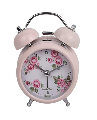 Isabelle Rose Reloj Despertador Retro Lucy Metal Rosa con Flores Ø9 H13 cm IRCL9