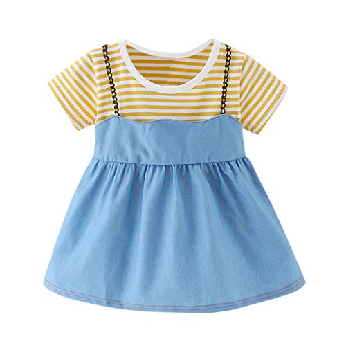Janly Clearance Sale Falda de vestido para niñas de 0 a 24 meses, para niñas y bebés, estampado a rayas, vestido de princesa, bonito regalo para 0 a 6 meses, día de San Patricio (amarillo) Janly Clearance Sale Falda de vestido para niñas de 0 a 24 meses, para niñas y bebés, estampado a rayas, vestido de princesa, bonito regalo para 0 a 6 meses, día de San Patricio (amarillo)