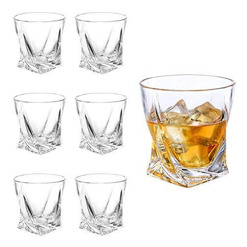 JOLIGAEA Vaso de Whisky, Juego de 6 Whisky de Cristal de 300ml Cristal Sin Plomo para Whisky, Vasos Whisky gafas de bar para Cóctel Whisky Escocés Bourbon (A)
