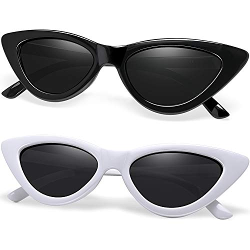 Joopin Gafas de Sol Ojo de Gato Polarizadas Protección UV Retro Vintage Gafas de Cateye Para Mujer (Negro+Blanco)