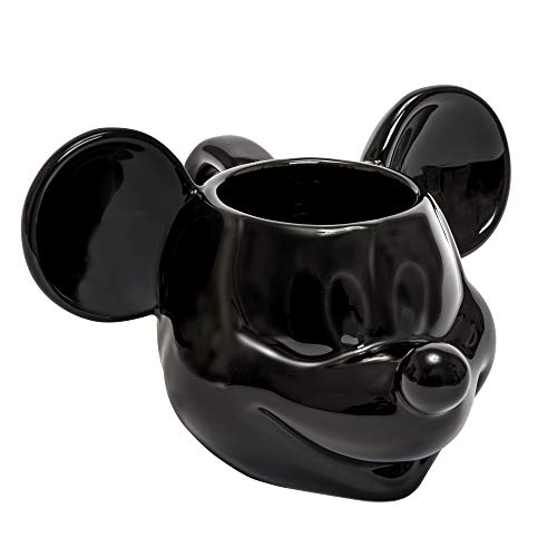 Joy Toy 62123 Mickey Mouse - Taza de cerámica 3D, 13,5 x 12 x 8,5 cm, color negro