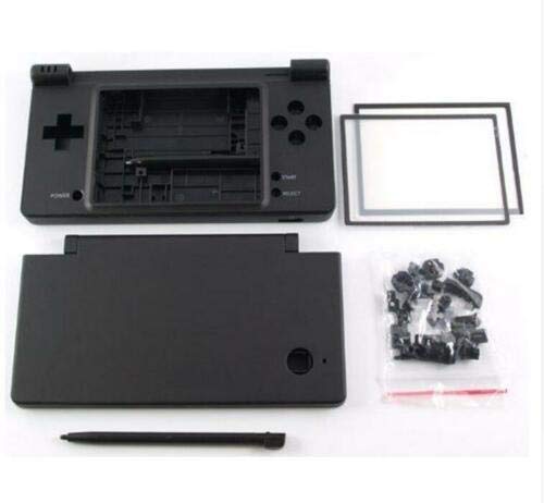 Juego completo de carcasa de carcasa de carcasa con lente de pantalla con botones de repuesto para consola Nintendo DSi NDSi (negro)