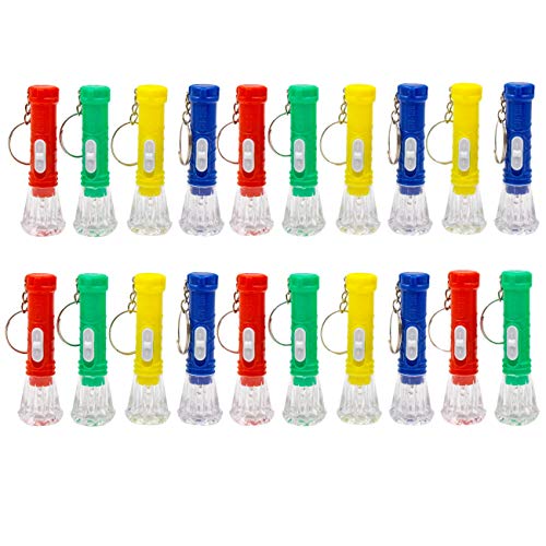 JZK 20 x Mini linternas llavero colorido lámparas bolsillos llavero, llaveros con luz para regalos comunión navidad detalles invitados cumpleaños para niños