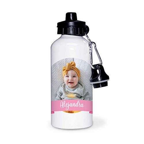 Kadoo Regalos Botella de Aluminio Personalizada Infantil con Foto Y Lazo (400ml)