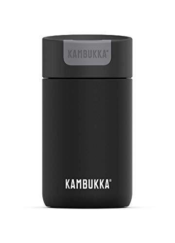 Kambukka La taza mantiene tus bebidas calientes hasta 6 horas y heladas hasta 11 horas - 300 ml - Negro azabache - Tapa de interruptor - Tecnología Snapclean®