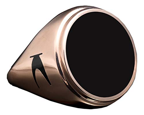 Karthe Jewels Black S Ring Bold Line - Anillo para hombre y mujer, de plata 925 rodiada, esmalte fabricado en Italia