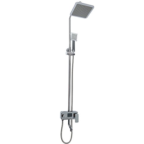 Kit de ducha, pantalla LCD digital, tiempo de visualización y temperatura, con cabezal de ducha de mano, ajustable en altura