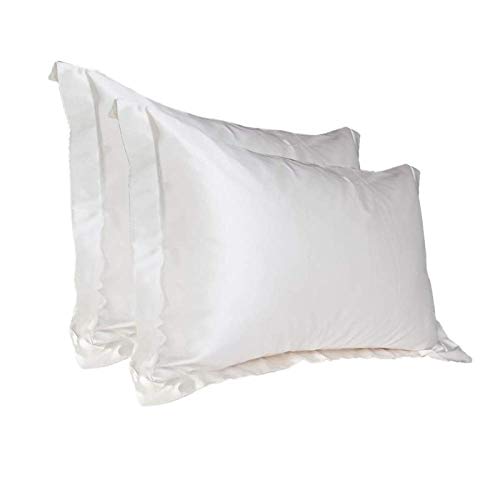KOMOSO Fundas de almohada de seda para pelo y piel, color blanco, 84 x 54 cm