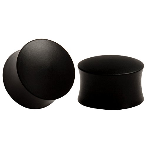 KUBOOZ Expansor de oreja de diseño de madera Negro/marrón Tapones de color sólido Medidor de perforación de oreja Tamaño 8-25 mm