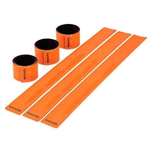 kwmobile Set de 6X Cinta Reflectante - Brazaletes Reflectantes enrollables - Tiras Fluorescentes de Alta Visibilidad para Deporte - Naranja neón