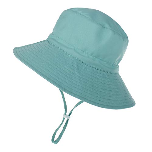 LACOFIA Sombrero de Sol para bebé niña UPF 50+ Ajustable Gorro Verano de Pescador para niñas ala Ancha para Exteriores/natación/Playa/Piscina Verde 6-24 Meses