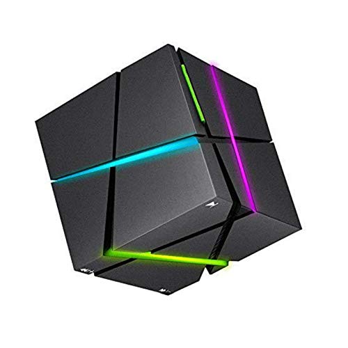 Lámpara De Mesa con Luz Nocturna LED RGB, Mini Subwoofer Portátil Rubik'S Cube con Altavoz Bluetooth HiFi, Altavoz Bluetooth Multifuncional para Lámpara Nocturna,Negro