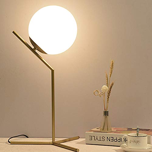 Lámpara de mesa esférica de oro Estilo simple Salón Dormitorio Mesita de noche Lámpara de mesa Artículos para el hogar Lámpara de mesa clásica con pantalla de tela