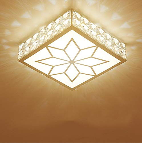 Lámpara de techo de cristal europea creativa, luz cálida cuadrada de 5W-11W y luz blanca, lámpara de techo LED de 17cm-21cm de diámetro-color cálido_Los 21cm * 10cm