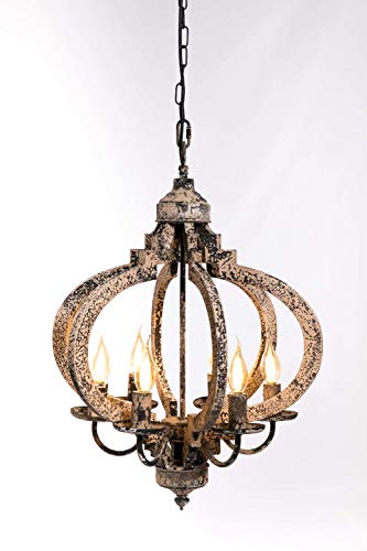 Lámpara de Techo Hierro y Madera Colonial Negro Blanco 48 x 64 Lámpara de Techo Hierro y Madera Colonial Negro Blanco 48 x 64