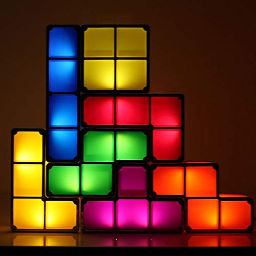 Lámparas de Mesa Tetris, Lámpara de Bricolaje Lámpara Mágica Recargable - Lámpara Mágica de Bloques de Construcción para Niños/Decoración del Hogar Y La Habitación