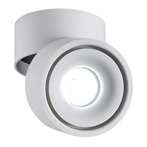 LANBOS LED Deckenaufbaustrahler wandleuchten/ 10W COB Lampe/3000K Warmweiß / 10 * 10CM/ Aufbauleuchte/Falten Drehen Aufputz Deckenleuchte/Aluminium (blanco+blanco frío)