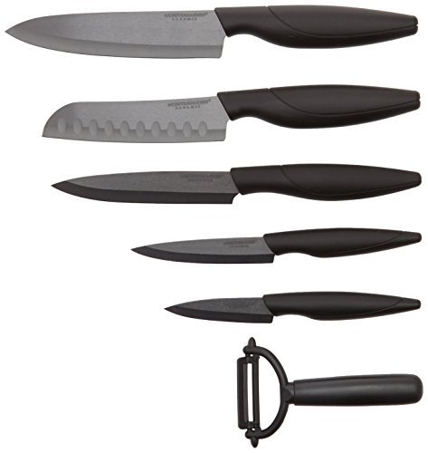 Le Couteau du Chef 447990 - Estuche de 6 Cuchillos (Hoja cerámica, 30 x 37 x 3,4 cm), Color Negro