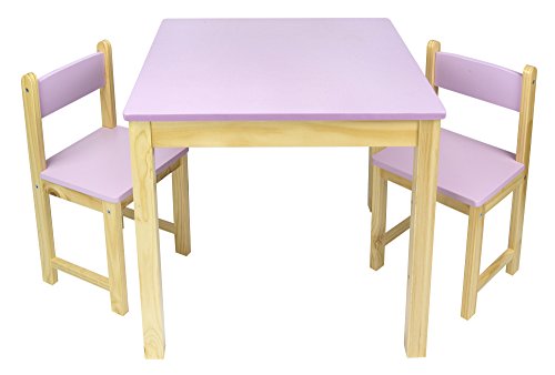 Leomark Mesa de Madera con Dos sillas - Rosa Mesas y sillas Infantiles de Madera, Juego de Muebles Infantiles, para Cuarto de los niños, Altura: 54,5 cm