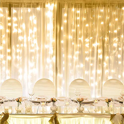 Lepro Luces de Cortina con Enchufe, 6m x 3m 594 LED 8 Modos Luz, Luz Cadena Impermeable Interior y Exterior, Luz de Hadas Blanco Cálido para Decoración Navidad, Fiestas, Bodas, etc Lepro Luces de Cortina con Enchufe, 6m x 3m 594 LED 8 Modos Luz, Luz Cadena Impermeable Interior y Exterior, Luz de Hadas Blanco Cálido para Decoración Navidad, Fiestas, Bodas, etc