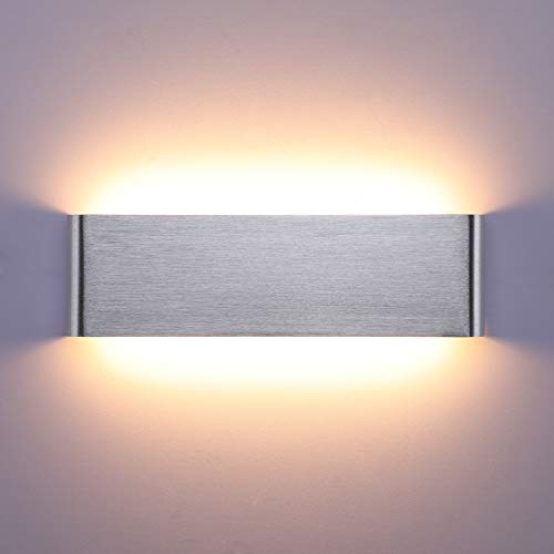 Lightess 16W Lámpara de Pared Interior Apliques de Pared LED Moderna Luz de Aluminio Acrílico Iluminación para Salón Sala de Estar Dormitorio Baño Escalera (blanco cálido, plata)