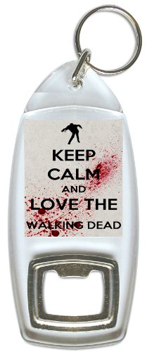Llavero y abrebotellas 2 en 1, diseño con inscripción «Keep Calm And Love The Walking Dead», de Pukka Printing