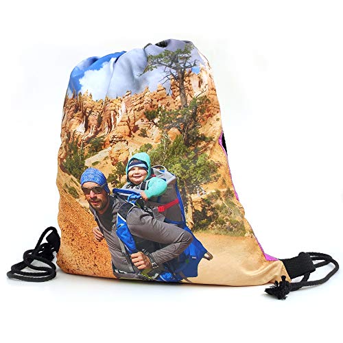 LolaPix Mochila Saco Personalizada con tu Foto, diseño o Imagen. Mochila de Cuerdas Personalizada. Regalo Personalizado Original y Exclusivo. Personalizable por Las Dos Caras. Tamaño 41x34cm