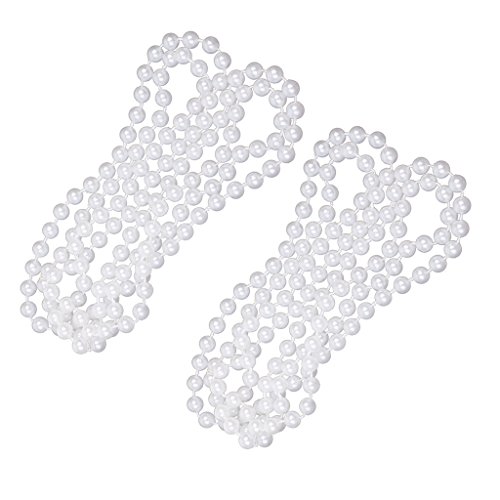 MagiDeal 2 Unidaades Collar de Perlas Largo Blanco Flapper para Niñas Disfraz Accesorio de Vestuario de Plástico Color Blanco