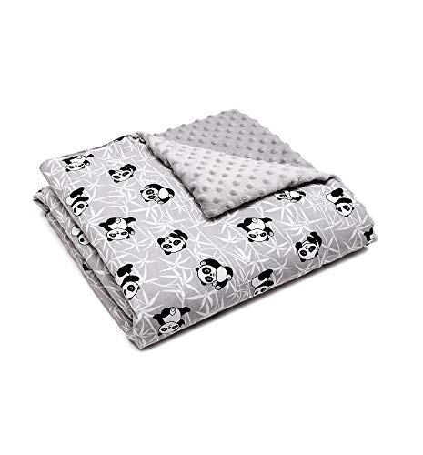 Manta para bebé, forro polar, manta para gatear para bebés y niños, 100% algodón, fabricada en Europa gris Pandas.