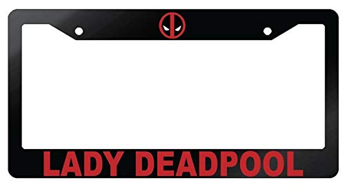 Marco para matrícula, color negro brillante (versión 1), marco trasero de licencia Auto Deadpool, soporte universal para matrícula de coche, resistente al óxido, resistente a la intemperie, 15 x 30 cm