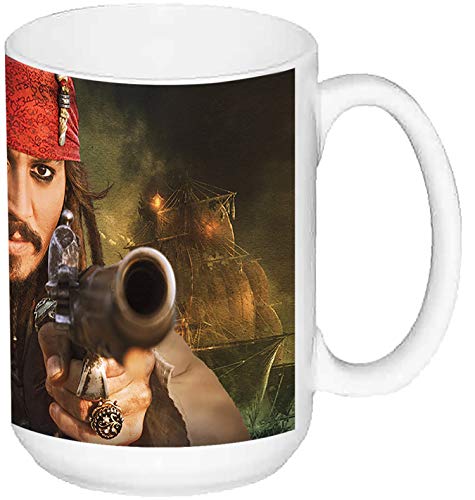 MasTazas Piratas del Caribe Pirates of The Caribbean Jack Sparrow B Taza Grande Ceramica 15 oz ≈ 443 ml