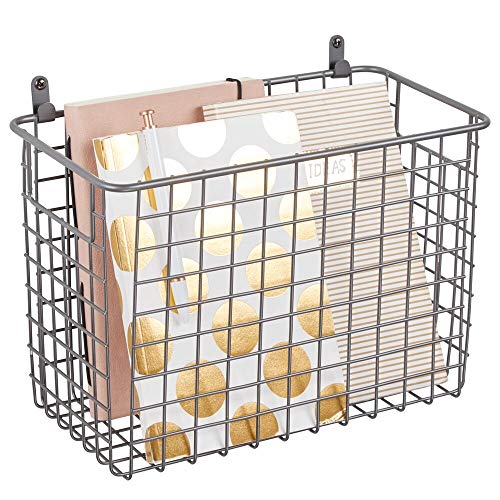 mDesign Estante de pared de metal – Estantería de rejilla grande para pasillo, dormitorio y otras habitaciones – Organizador de cartas, carteras, gafas de sol o accesorios de baño – gris mDesign Estante de pared de metal – Estantería de rejilla grande para pasillo, dormitorio y otras habitaciones – Organizador de cartas, carteras, gafas de sol o accesorios de baño – gris