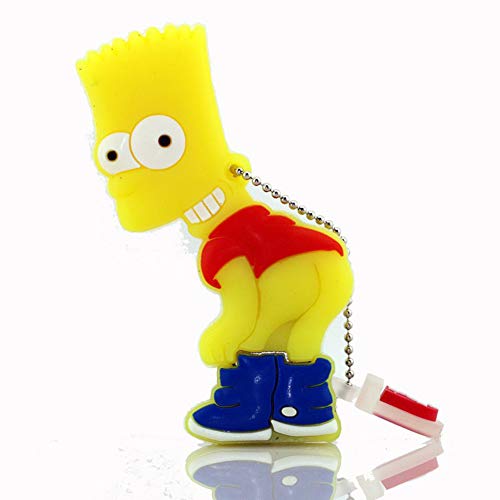 Memorias USB Flash Drive Pen Unidad Pulgar USB 2.0 Creativo Dibujos Animados The Simpsons Serie Disco U 4 A 128 GB Alta Velocidad Portátil Regalo (64GB,Bart Simpson A)