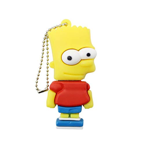 Memorias USB Pen-Drive Flash Drive Unidad USB2.0 PVC Caricatura Portátil Tienda Alta Velocidad Seguridad Creativo Moda Clásico Los Simpsons Serie Anime (128GB,Bart Simpson B)