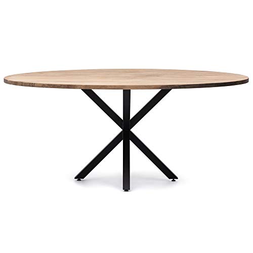 Mesa Comedor Ovalada Pata Estrella 200x80 Negro Madera Acabado Vintage Estilo Industrial Box Furniture Mesa Comedor Ovalada Pata Estrella 200x80 Negro Madera Acabado Vintage Estilo Industrial Box Furniture