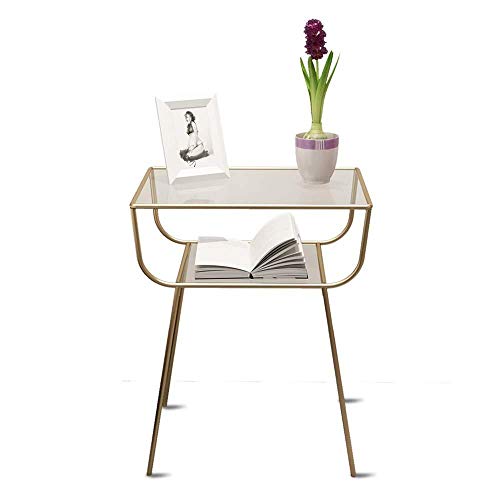 Mesita De Noche Mesa Lateral Oro Moderno Y Minimalista Hierro Forjado Mesita Mesita Metal Creativo Sofá De La Esquina A Pocos 60x48.5x33cm De Cristal Mesa De Noche