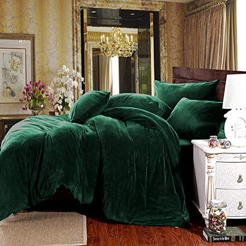 Michorinee - Juego de ropa de cama de invierno de peluche, 220 x 240 cm, cachemira Touch mullido y cálido, forro polar coral, con cremallera, color verde oscuro, 220 x 240 cm + 2 x 80 x 80 cm Michorinee - Juego de ropa de cama de invierno de peluche, 220 x 240 cm, cachemira Touch mullido y cálido, forro polar coral, con cremallera, color verde oscuro, 220 x 240 cm + 2 x 80 x 80 cm